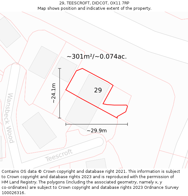 29, TEESCROFT, DIDCOT, OX11 7RP: Plot and title map