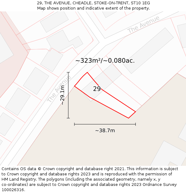 29, THE AVENUE, CHEADLE, STOKE-ON-TRENT, ST10 1EG: Plot and title map