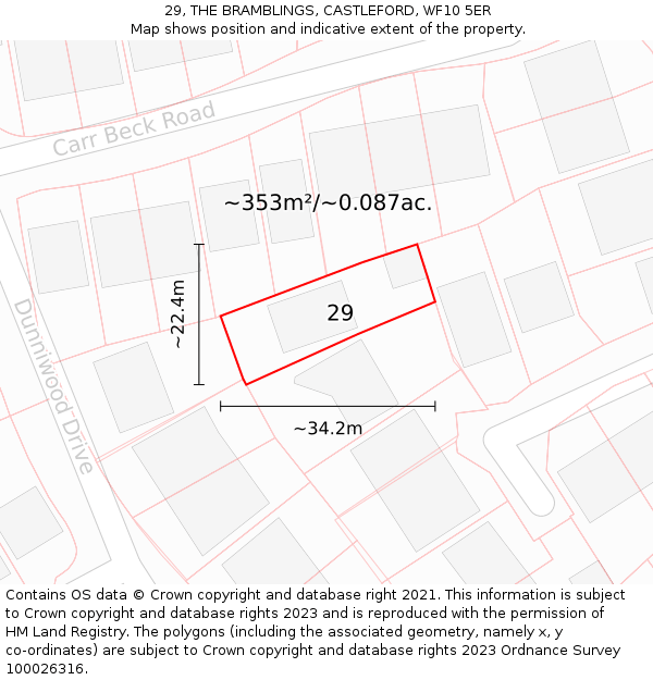 29, THE BRAMBLINGS, CASTLEFORD, WF10 5ER: Plot and title map