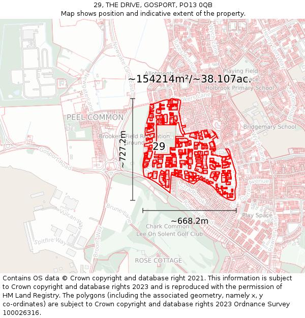 29, THE DRIVE, GOSPORT, PO13 0QB: Plot and title map