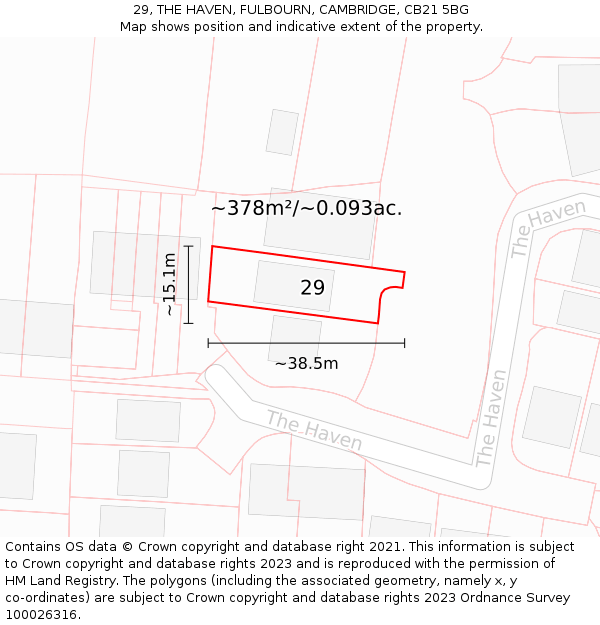 29, THE HAVEN, FULBOURN, CAMBRIDGE, CB21 5BG: Plot and title map
