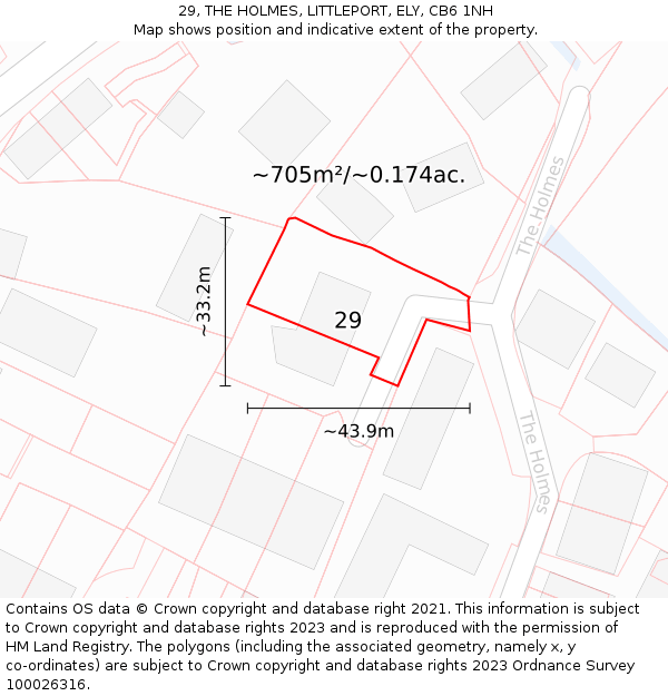 29, THE HOLMES, LITTLEPORT, ELY, CB6 1NH: Plot and title map