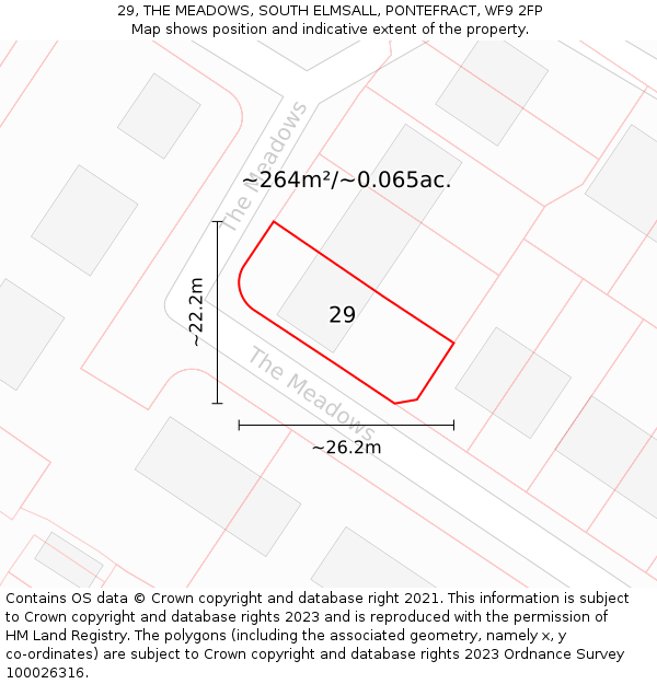 29, THE MEADOWS, SOUTH ELMSALL, PONTEFRACT, WF9 2FP: Plot and title map