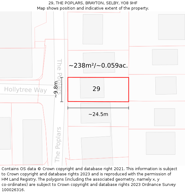 29, THE POPLARS, BRAYTON, SELBY, YO8 9HF: Plot and title map