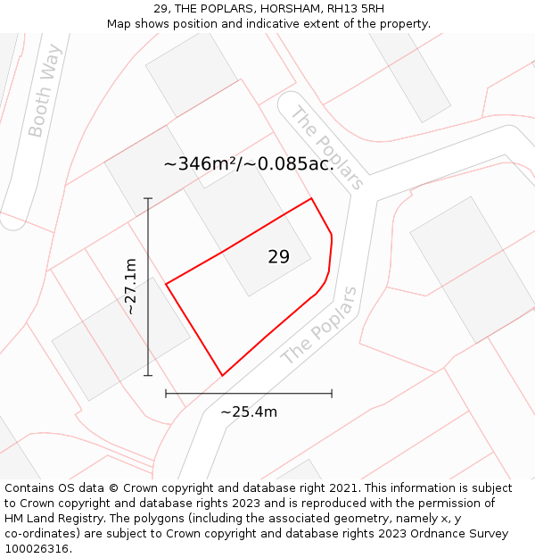 29, THE POPLARS, HORSHAM, RH13 5RH: Plot and title map