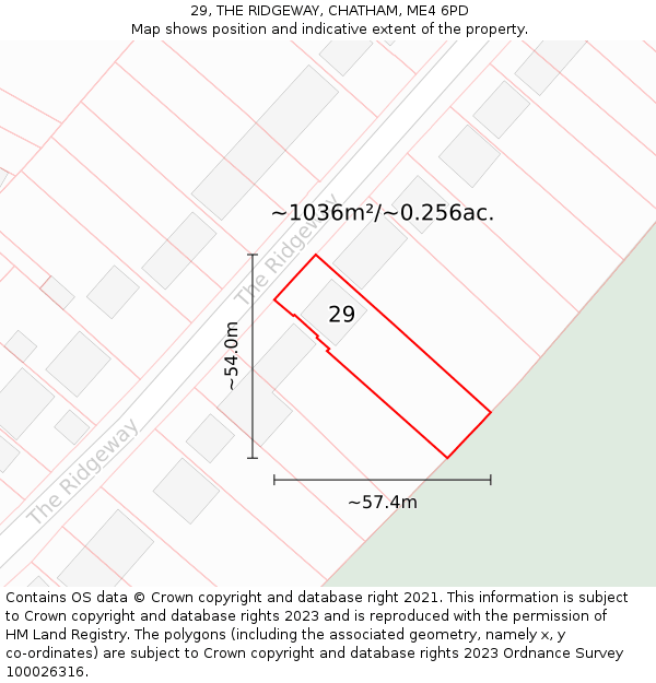 29, THE RIDGEWAY, CHATHAM, ME4 6PD: Plot and title map