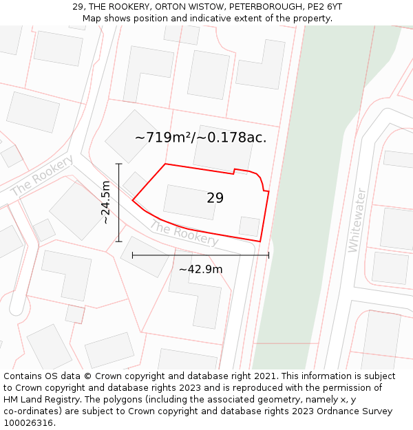 29, THE ROOKERY, ORTON WISTOW, PETERBOROUGH, PE2 6YT: Plot and title map