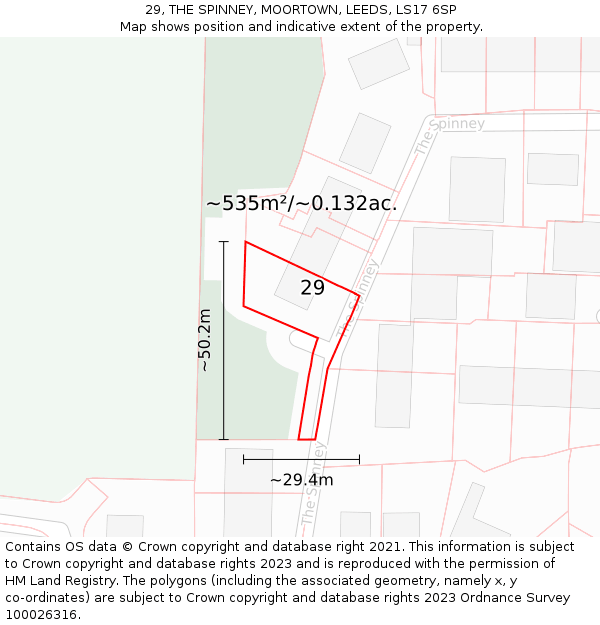 29, THE SPINNEY, MOORTOWN, LEEDS, LS17 6SP: Plot and title map