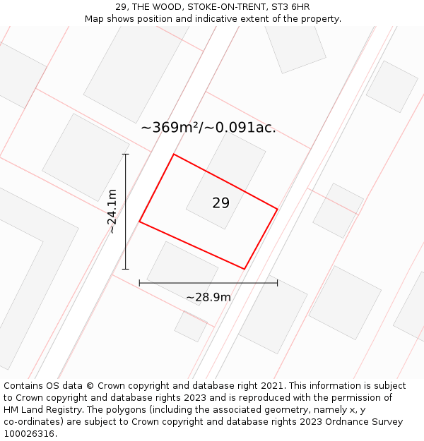 29, THE WOOD, STOKE-ON-TRENT, ST3 6HR: Plot and title map