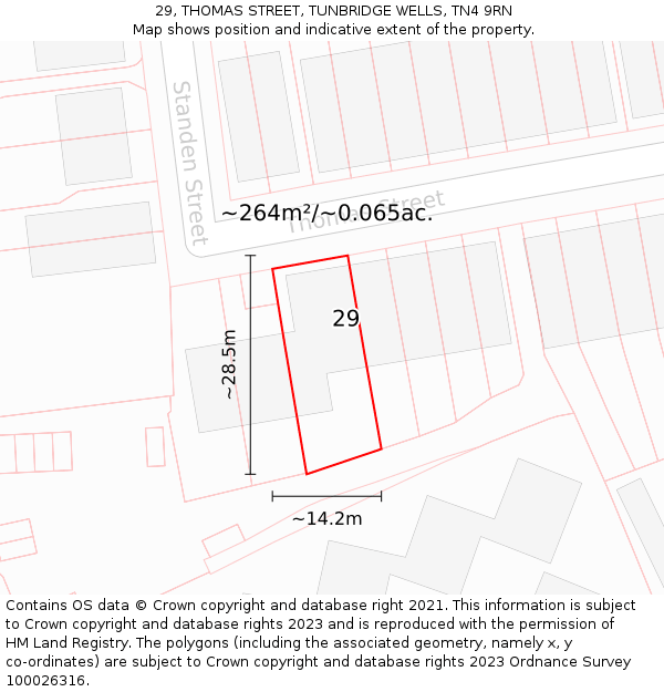 29, THOMAS STREET, TUNBRIDGE WELLS, TN4 9RN: Plot and title map