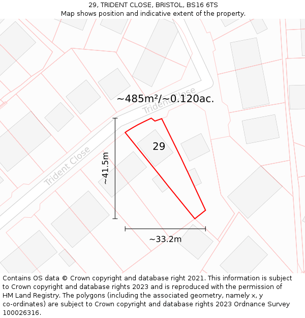 29, TRIDENT CLOSE, BRISTOL, BS16 6TS: Plot and title map