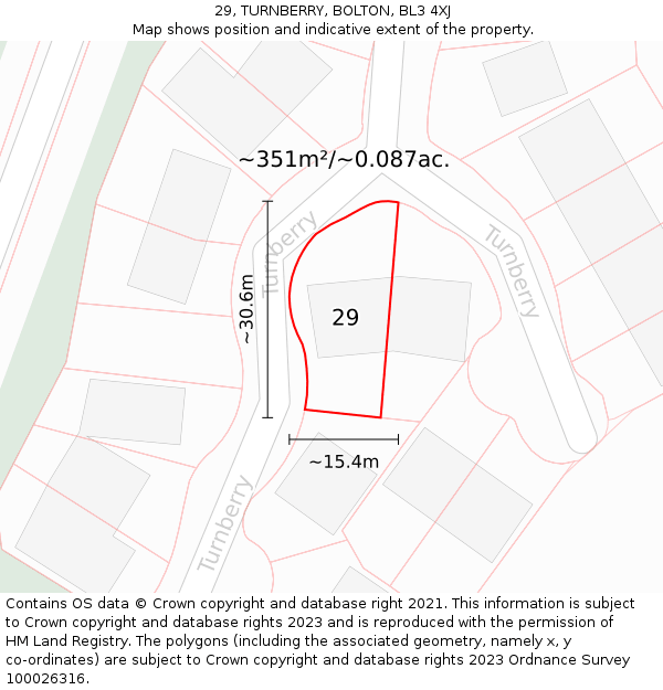 29, TURNBERRY, BOLTON, BL3 4XJ: Plot and title map