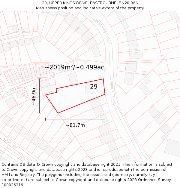 29, UPPER KINGS DRIVE, EASTBOURNE, BN20 9AN: Plot and title map