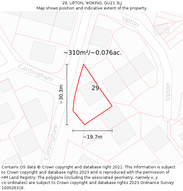 29, UPTON, WOKING, GU21 3LJ: Plot and title map