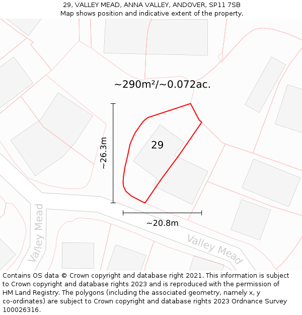 29, VALLEY MEAD, ANNA VALLEY, ANDOVER, SP11 7SB: Plot and title map