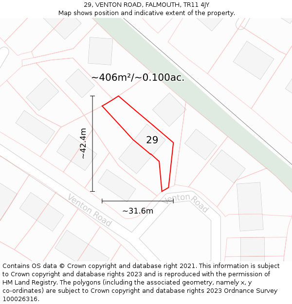 29, VENTON ROAD, FALMOUTH, TR11 4JY: Plot and title map