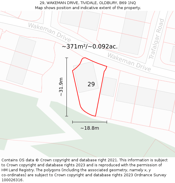 29, WAKEMAN DRIVE, TIVIDALE, OLDBURY, B69 1NQ: Plot and title map