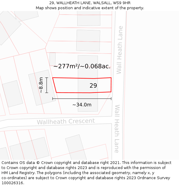 29, WALLHEATH LANE, WALSALL, WS9 9HR: Plot and title map