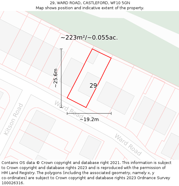 29, WARD ROAD, CASTLEFORD, WF10 5GN: Plot and title map