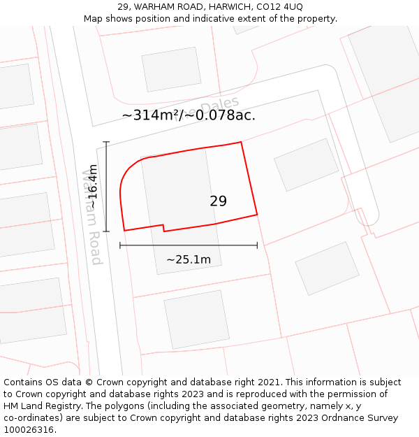 29, WARHAM ROAD, HARWICH, CO12 4UQ: Plot and title map