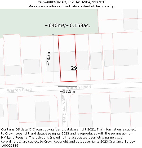 29, WARREN ROAD, LEIGH-ON-SEA, SS9 3TT: Plot and title map