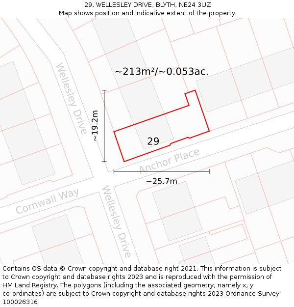 29, WELLESLEY DRIVE, BLYTH, NE24 3UZ: Plot and title map