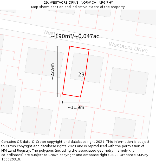 29, WESTACRE DRIVE, NORWICH, NR6 7HY: Plot and title map