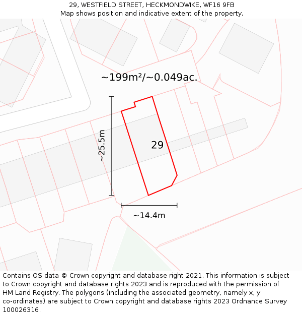 29, WESTFIELD STREET, HECKMONDWIKE, WF16 9FB: Plot and title map