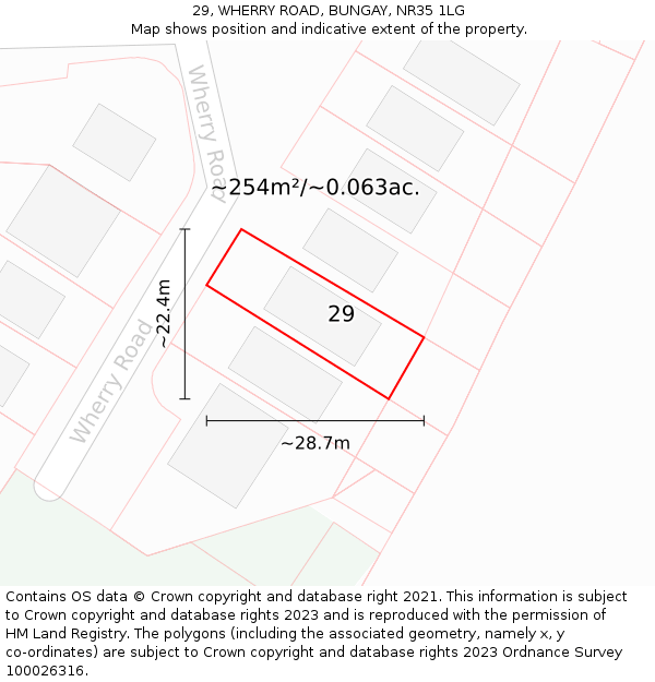 29, WHERRY ROAD, BUNGAY, NR35 1LG: Plot and title map