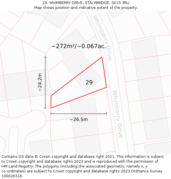 29, WHIMBERRY DRIVE, STALYBRIDGE, SK15 3RU: Plot and title map