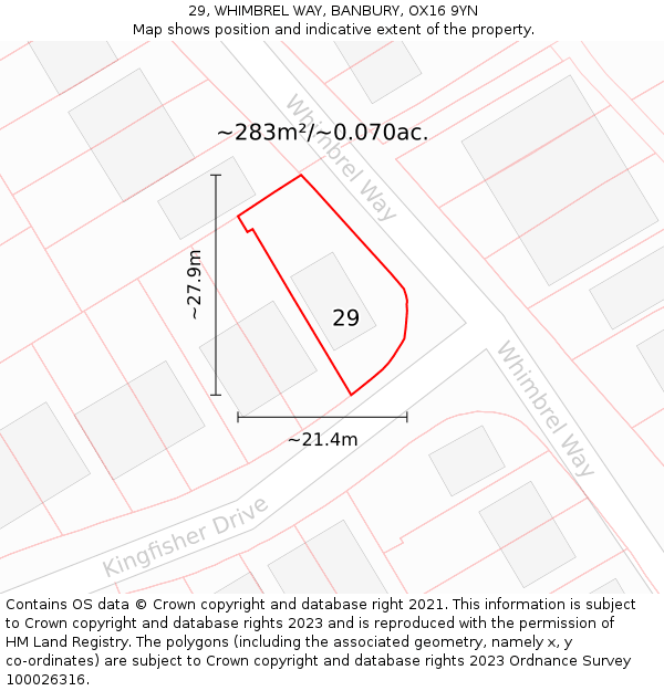 29, WHIMBREL WAY, BANBURY, OX16 9YN: Plot and title map