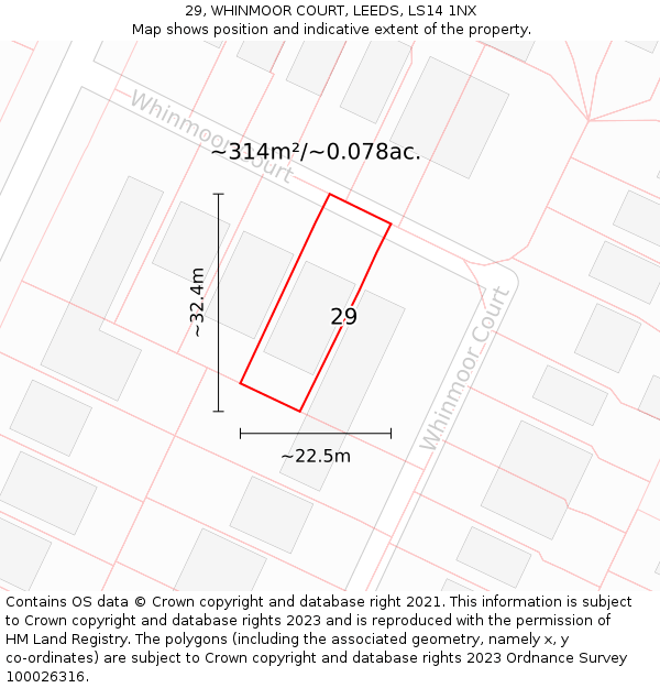 29, WHINMOOR COURT, LEEDS, LS14 1NX: Plot and title map