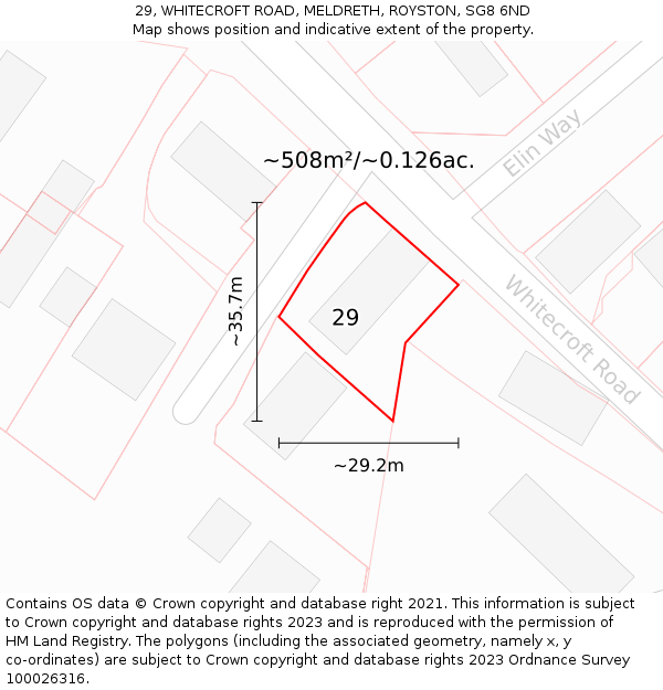29, WHITECROFT ROAD, MELDRETH, ROYSTON, SG8 6ND: Plot and title map