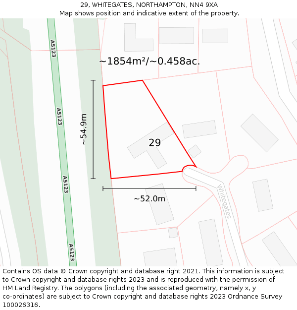 29, WHITEGATES, NORTHAMPTON, NN4 9XA: Plot and title map