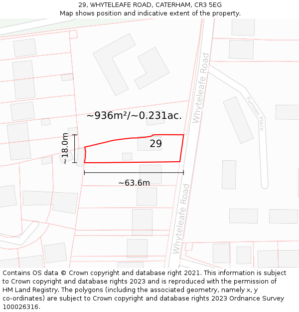 29, WHYTELEAFE ROAD, CATERHAM, CR3 5EG: Plot and title map