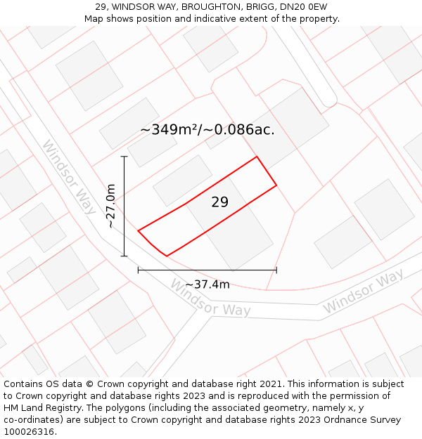 29, WINDSOR WAY, BROUGHTON, BRIGG, DN20 0EW: Plot and title map