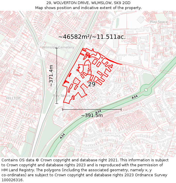 29, WOLVERTON DRIVE, WILMSLOW, SK9 2GD: Plot and title map