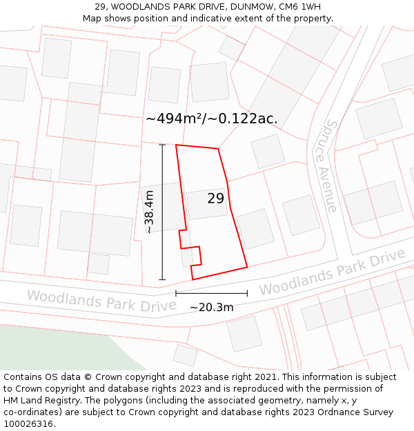 29, WOODLANDS PARK DRIVE, DUNMOW, CM6 1WH: Plot and title map