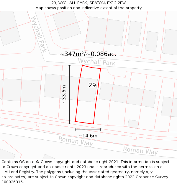 29, WYCHALL PARK, SEATON, EX12 2EW: Plot and title map