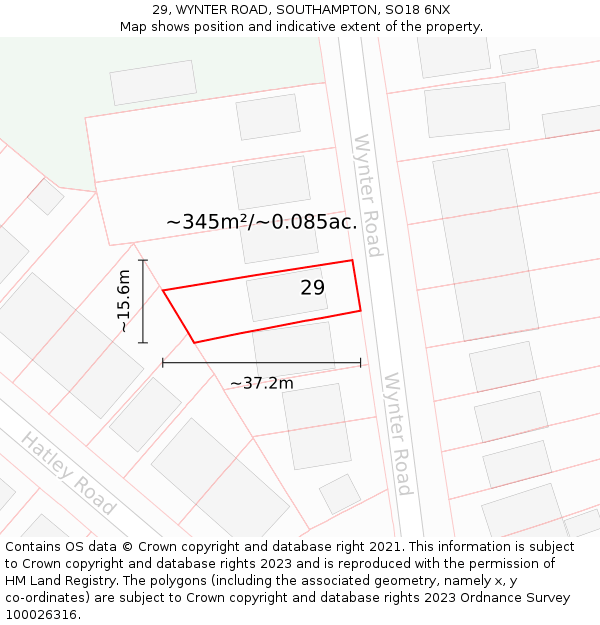 29, WYNTER ROAD, SOUTHAMPTON, SO18 6NX: Plot and title map