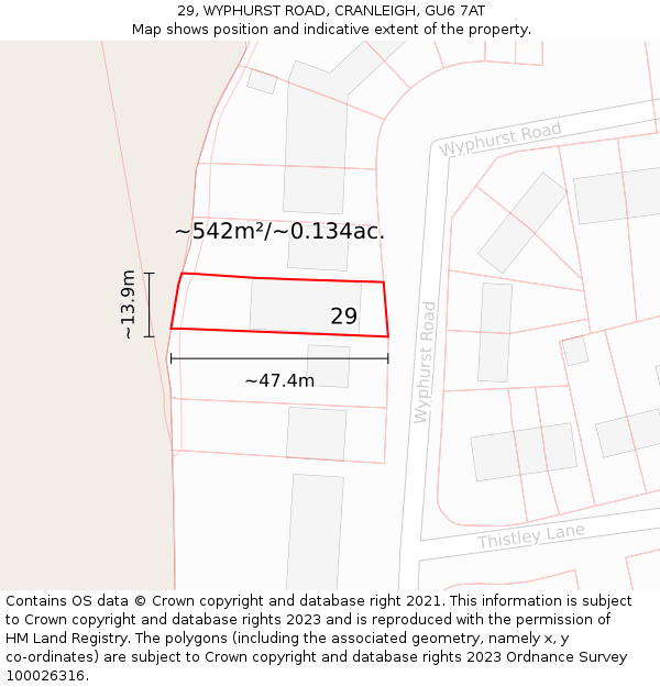 29, WYPHURST ROAD, CRANLEIGH, GU6 7AT: Plot and title map