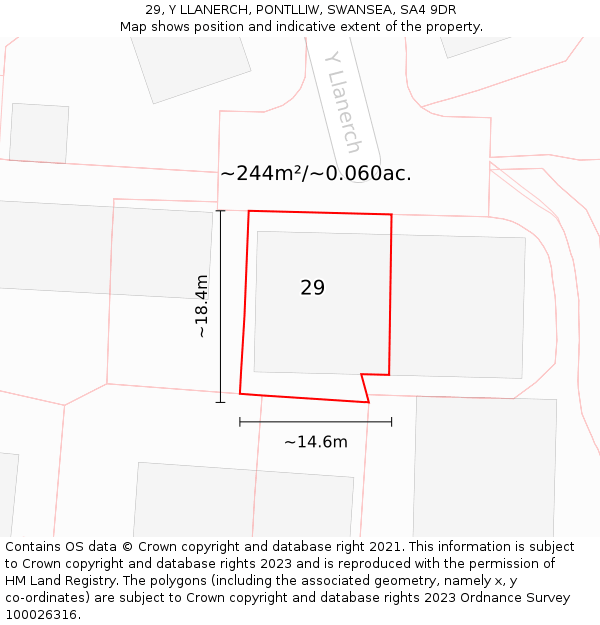 29, Y LLANERCH, PONTLLIW, SWANSEA, SA4 9DR: Plot and title map
