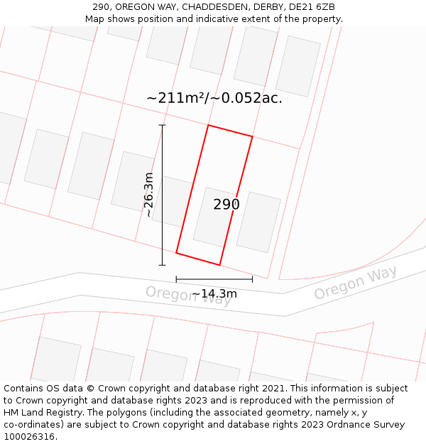 290, OREGON WAY, CHADDESDEN, DERBY, DE21 6ZB: Plot and title map