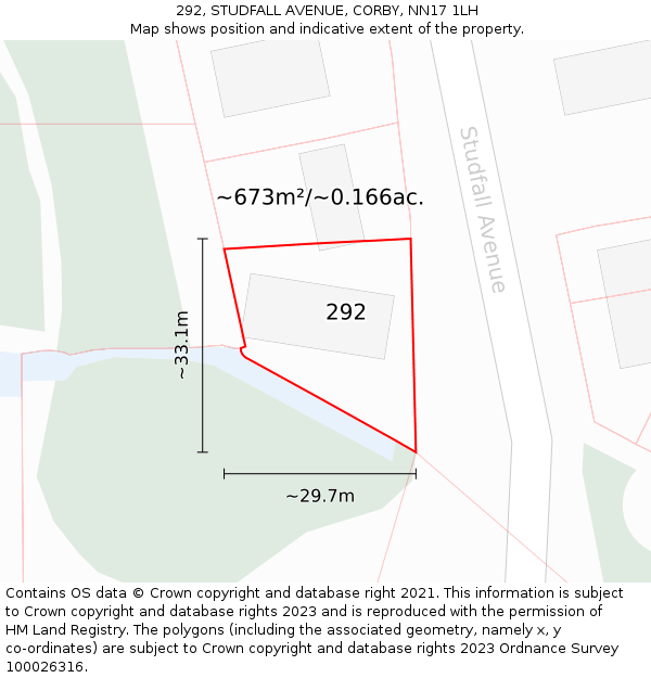 292, STUDFALL AVENUE, CORBY, NN17 1LH: Plot and title map