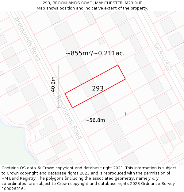 293, BROOKLANDS ROAD, MANCHESTER, M23 9HE: Plot and title map