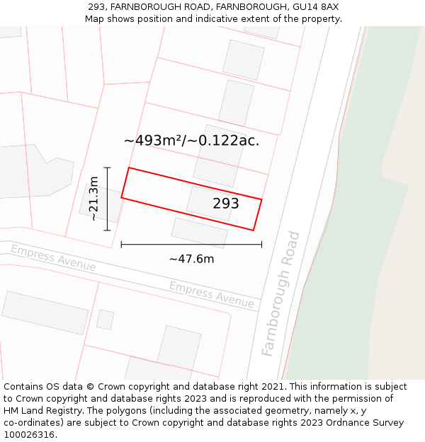 293, FARNBOROUGH ROAD, FARNBOROUGH, GU14 8AX: Plot and title map