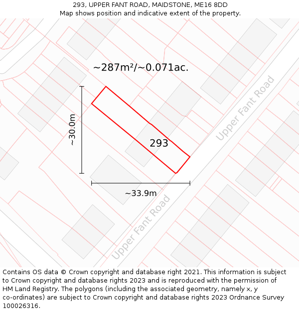 293, UPPER FANT ROAD, MAIDSTONE, ME16 8DD: Plot and title map