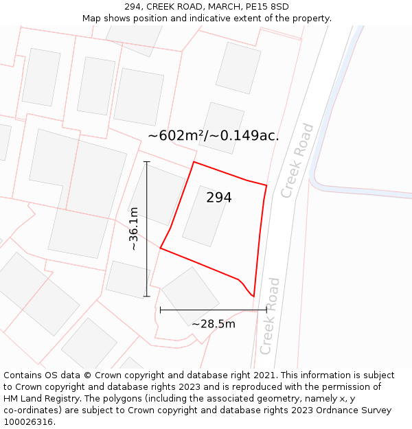 294, CREEK ROAD, MARCH, PE15 8SD: Plot and title map