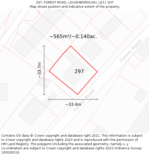297, FOREST ROAD, LOUGHBOROUGH, LE11 3HT: Plot and title map