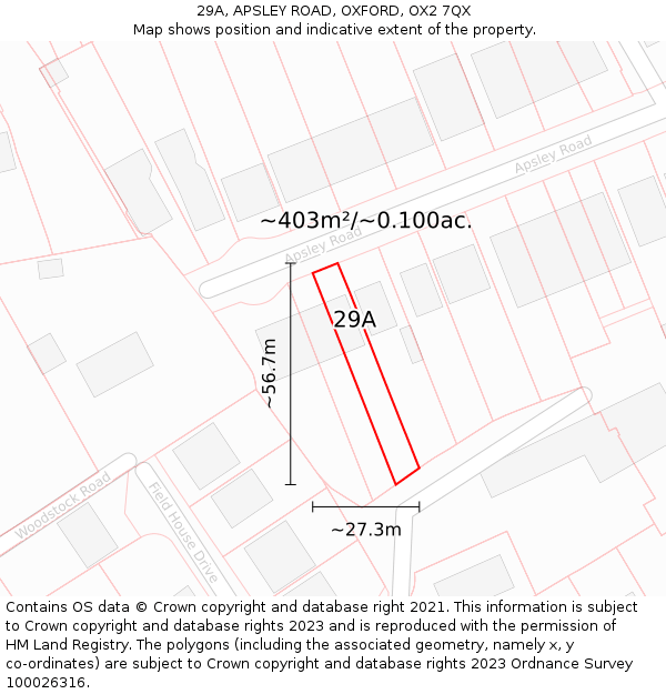 29A, APSLEY ROAD, OXFORD, OX2 7QX: Plot and title map